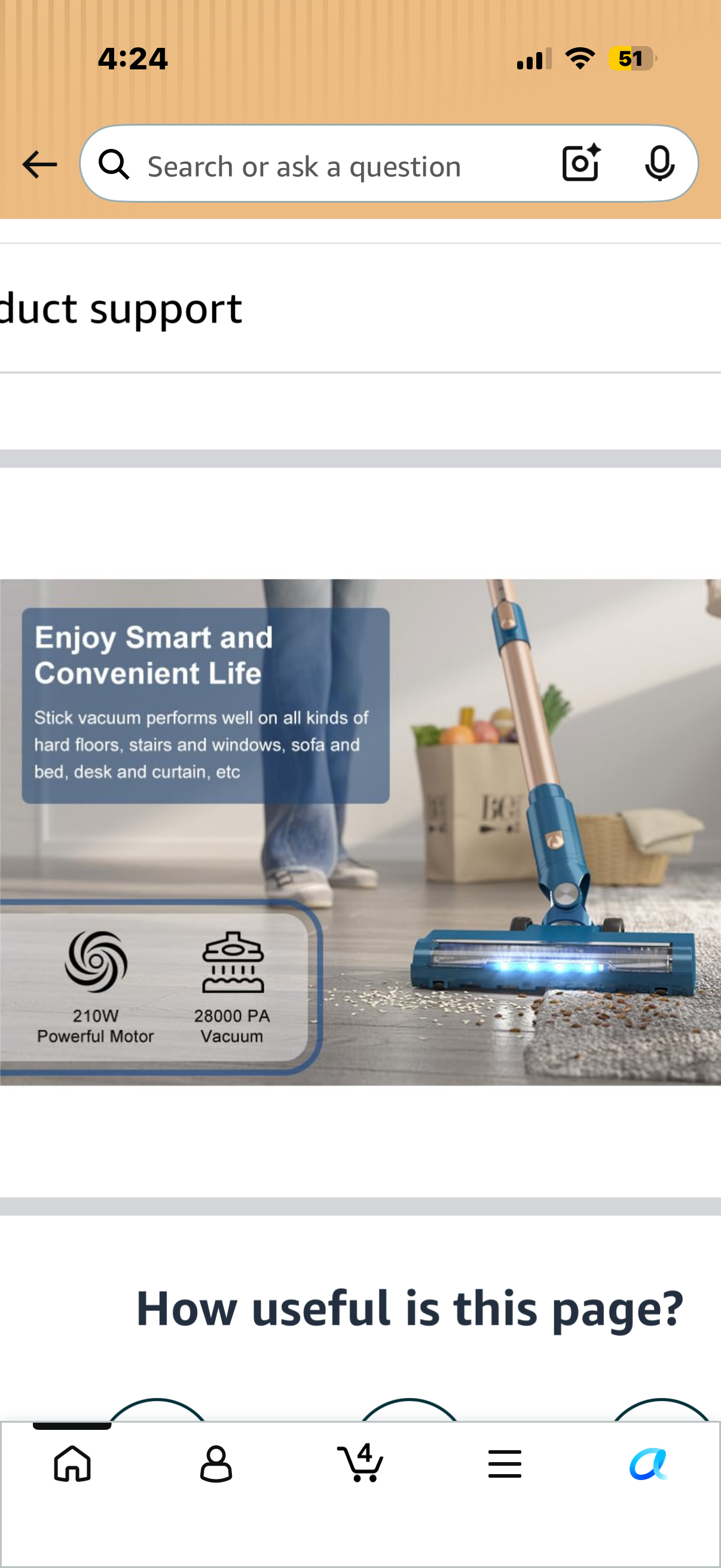 Upgraded 28Kpa Stick Vacuum Brushless Motor Lighweight, Rechargeable, LED display perfect for hardwood, carpet and pet hair