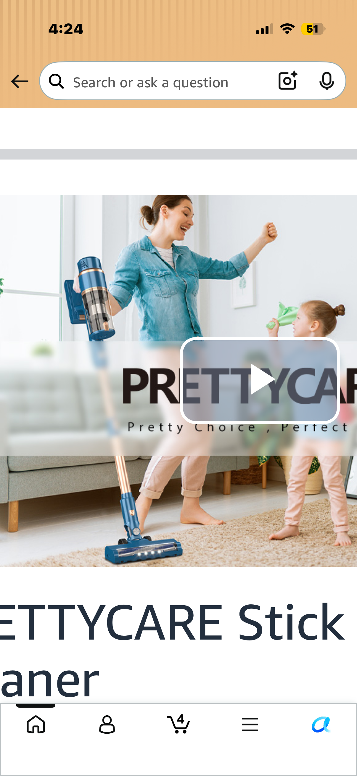 Upgraded 28Kpa Stick Vacuum Brushless Motor Lighweight, Rechargeable, LED display perfect for hardwood, carpet and pet hair