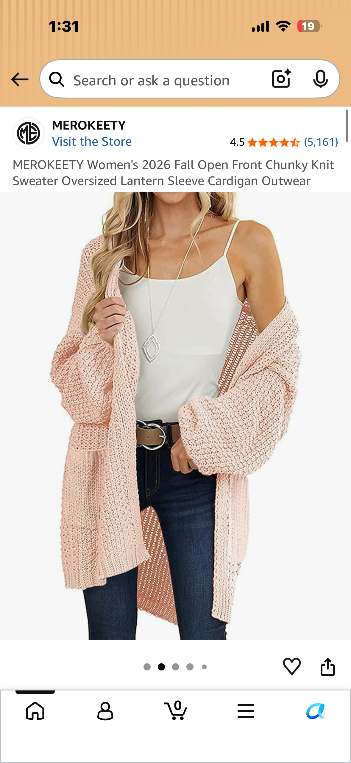 MEROKEETY Women's 2026 Fall Open Front Chunky Knit Sweater Oversized Lantern Sleeve Cardigan Outwear (Size XXL)