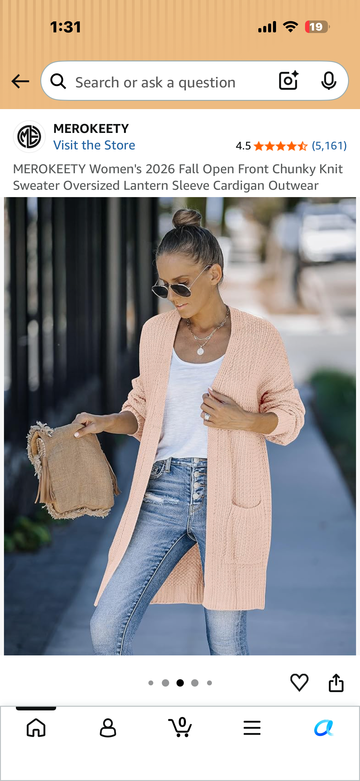 MEROKEETY Women's 2026 Fall Open Front Chunky Knit Sweater Oversized Lantern Sleeve Cardigan Outwear (Size XXL)