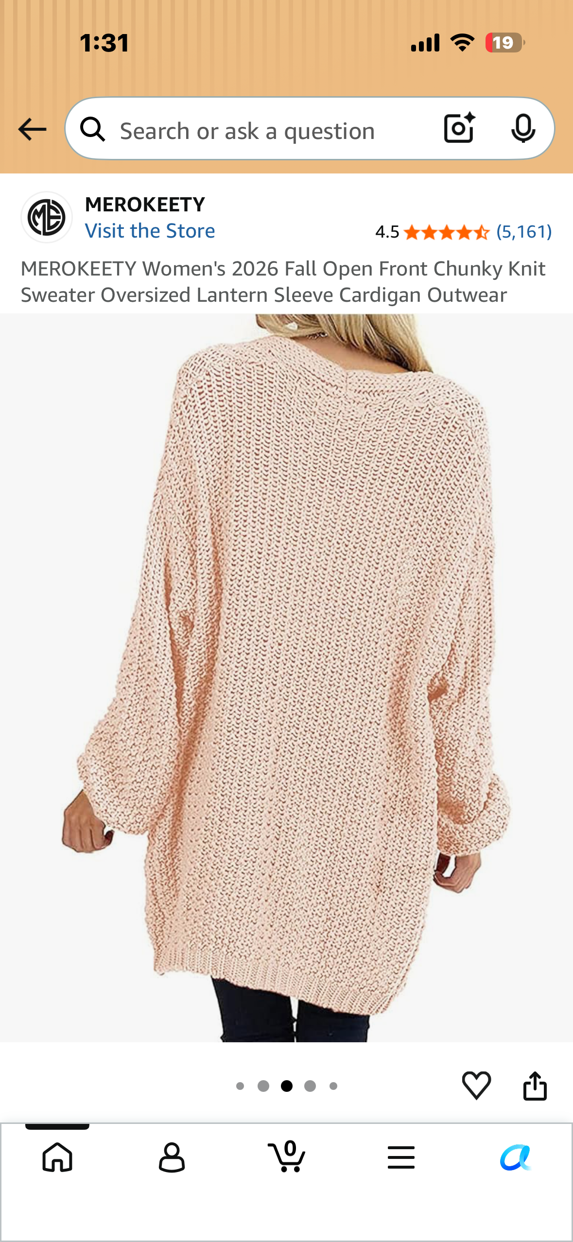 MEROKEETY Women's 2026 Fall Open Front Chunky Knit Sweater Oversized Lantern Sleeve Cardigan Outwear (Size XXL)