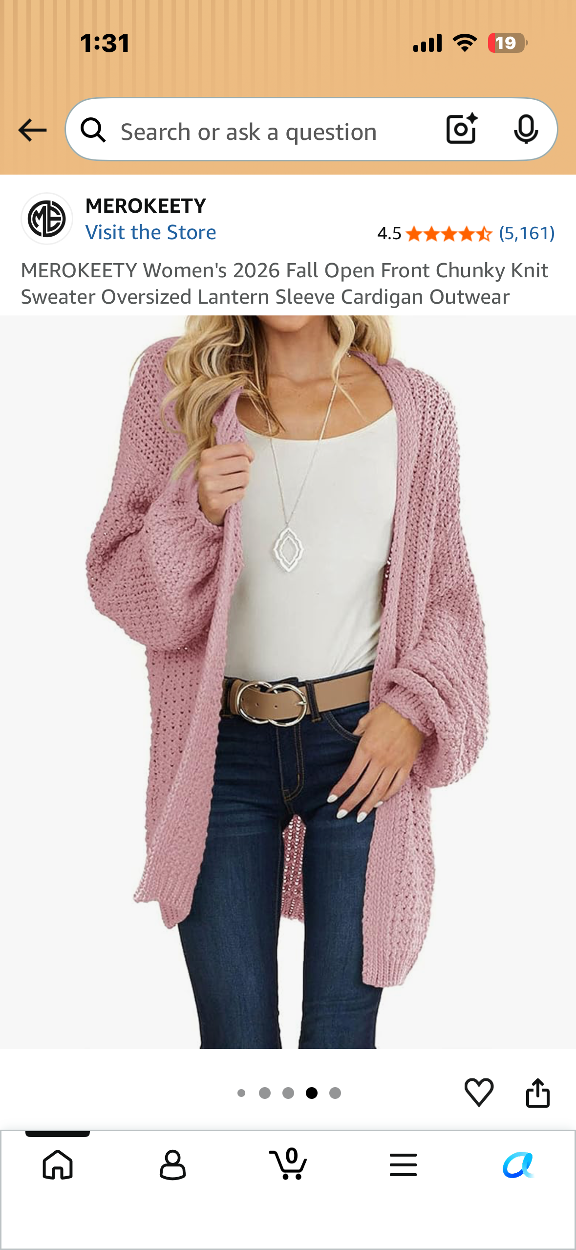MEROKEETY Women's 2026 Fall Open Front Chunky Knit Sweater Oversized Lantern Sleeve Cardigan Outwear (Size XXL)