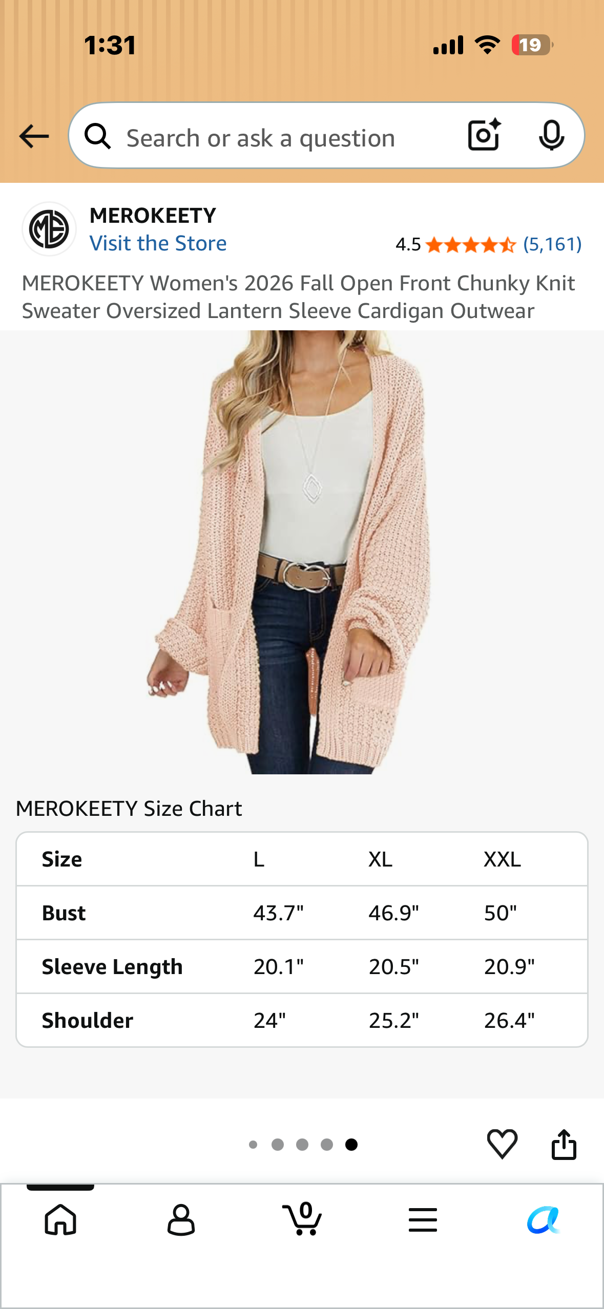 MEROKEETY Women's 2026 Fall Open Front Chunky Knit Sweater Oversized Lantern Sleeve Cardigan Outwear (Size XXL)