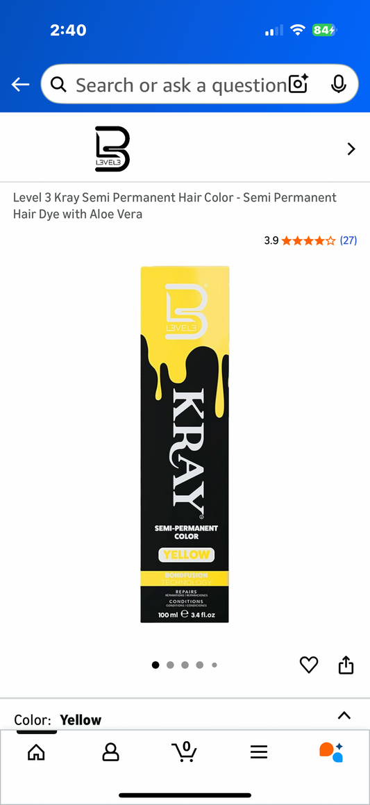 Level 3 Kray Semi Permanent Hair Color - Semi Permanent Hair Dye with Aloe Vera