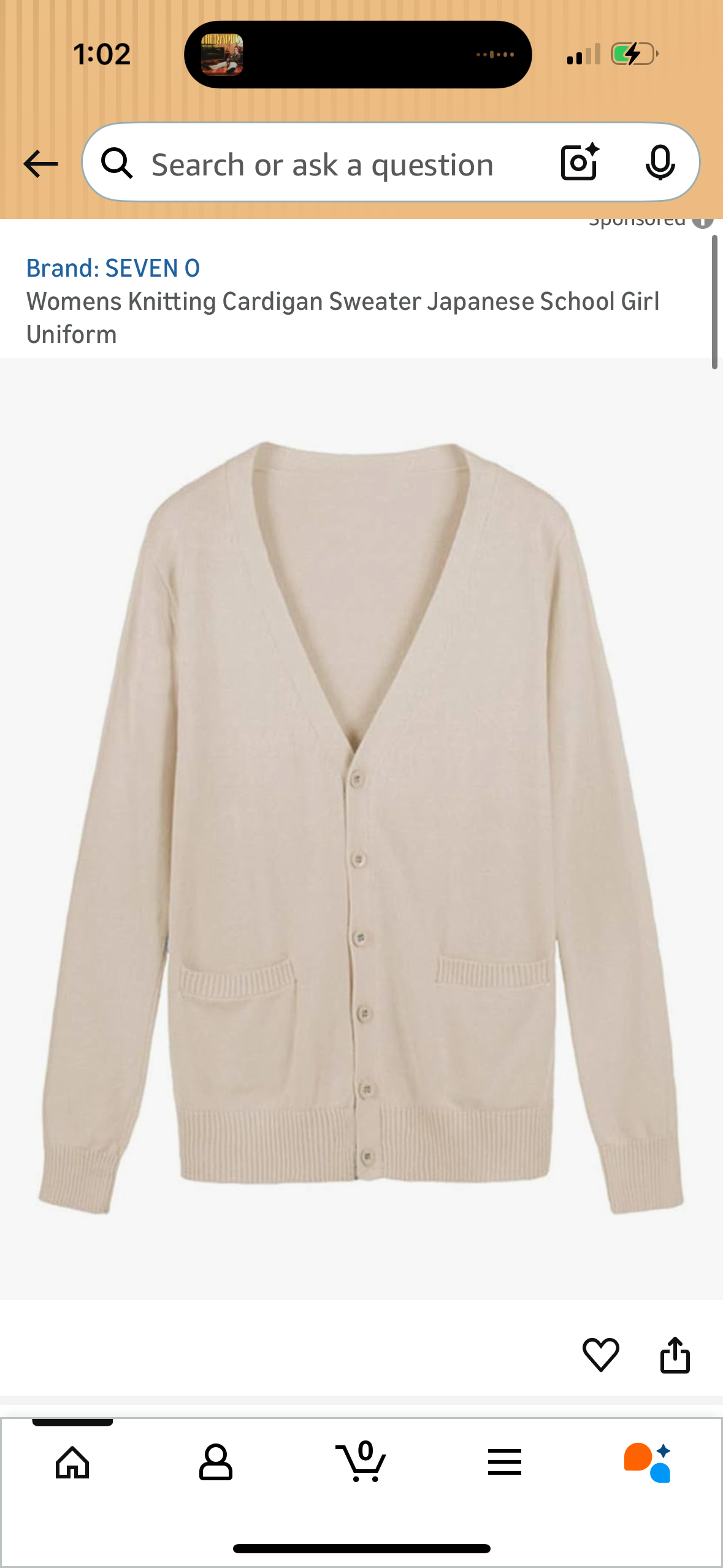 Women’s Knitted Cardigan, Tan (Size Large)