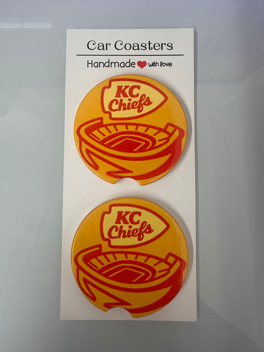 KC Chiefs Arrow Ceramic Car Coasters for Cupholders - Set of 2