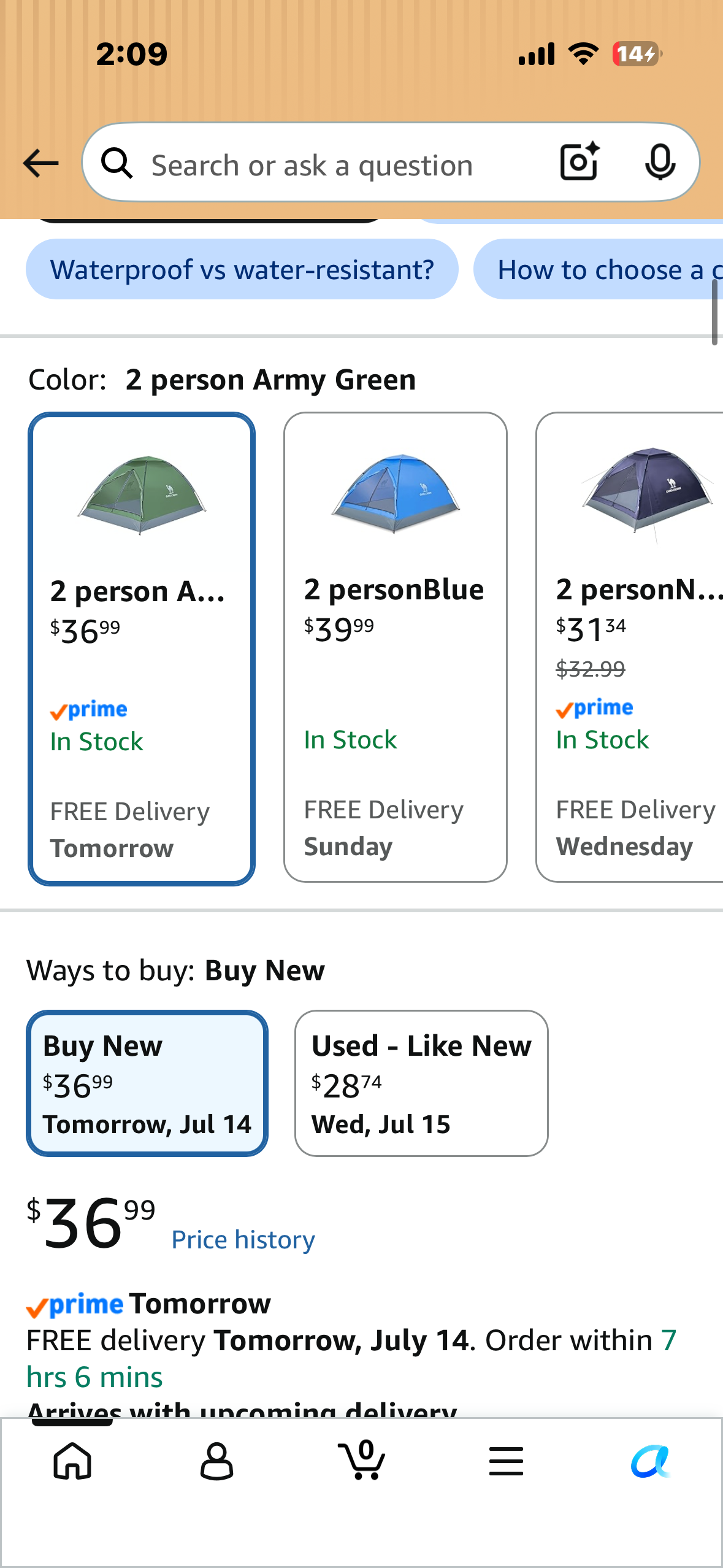 CAMEL CROWN Tents for Camping 2/3/4/5 Person Camping Dome Tent, Waterproof,Spacious, Lightweight Portable Backpacking Tent for Outdoor Camping/Hikinge