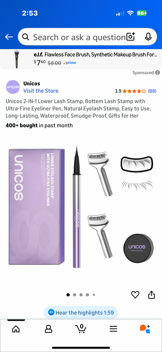 Unicos 2-IN-1 Lower Lash Stamp, Bottem Lash Stamp with Ultra-Fine Eyeliner Pen, Natural Eyelash Stamp, Easy to Use, Long-Lasting, Waterproof, Smudge-Proof, Gifts for Her