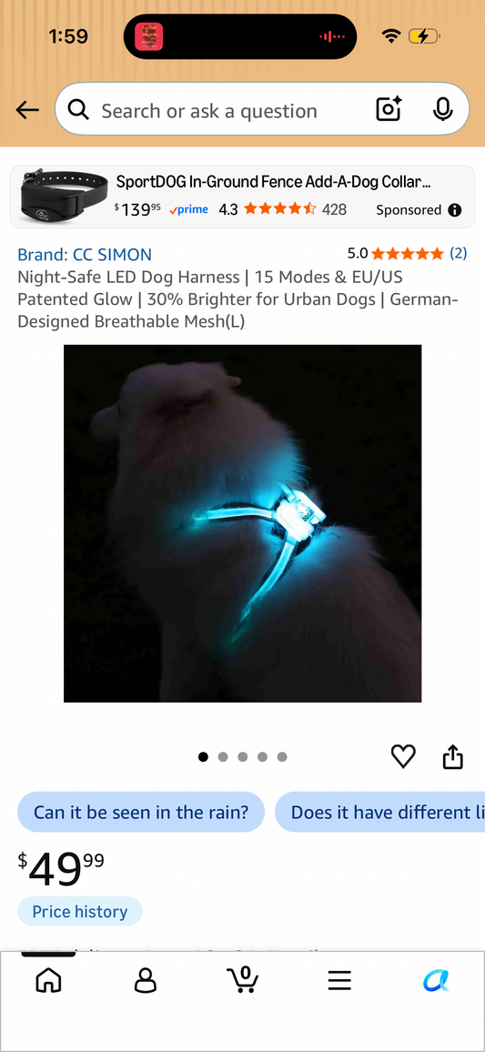 Night-Safe LED Dog Harness | 15 Modes & EU/US Patented Glow | 30% Brighter for Urban Dogs | German-Designed Breathable Mesh(L)