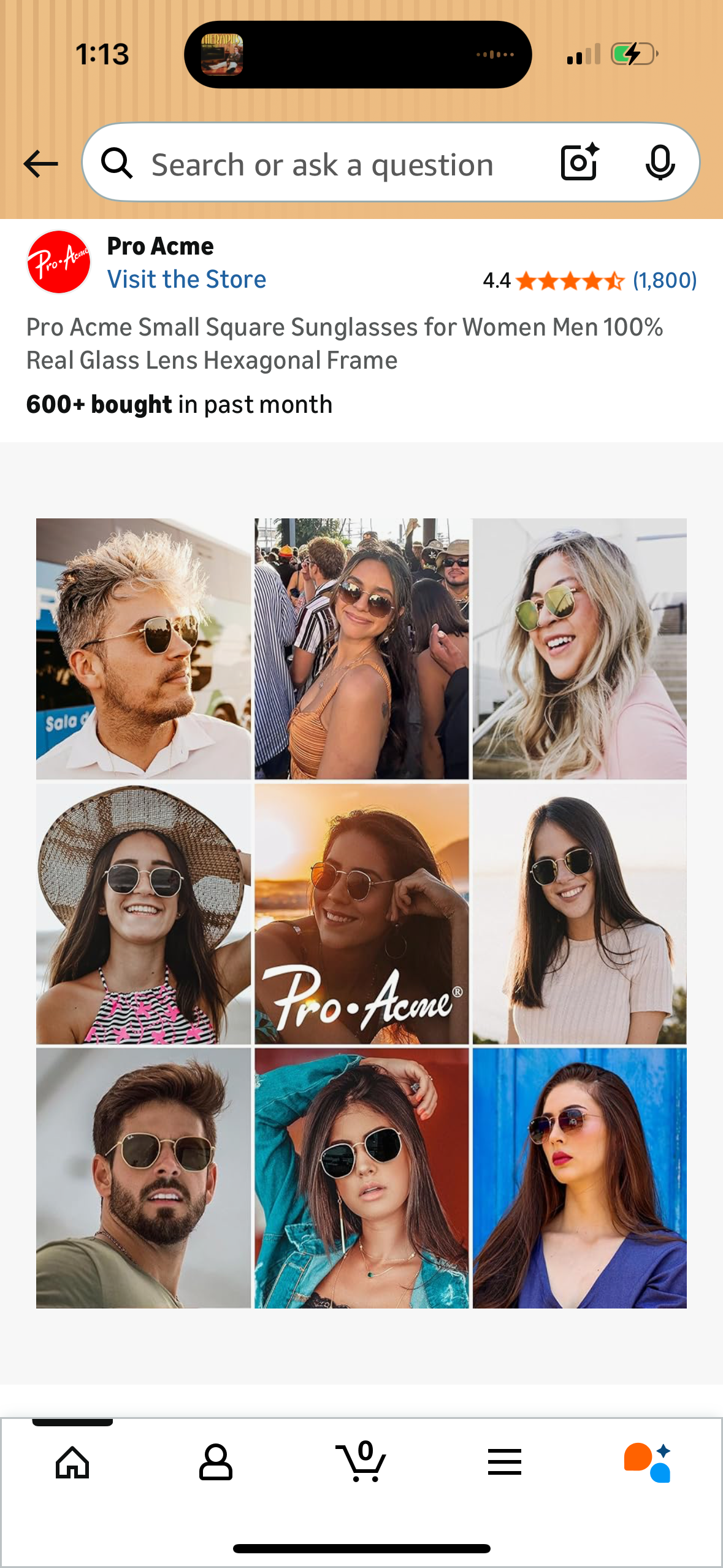 Pro Acme Small Square Sunglasses for Women Men 100% Real Glass Lens Hexagonal Frame