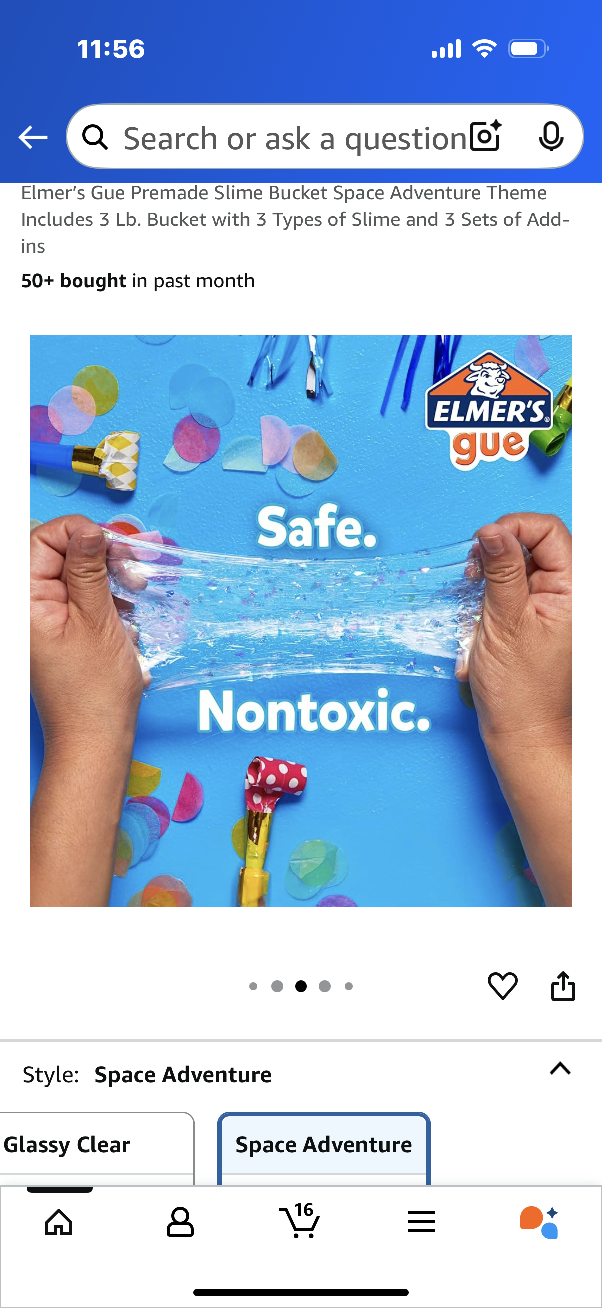 Elmer’s Glue  Premade Slime Bucket Space Adventure Theme Includes 3 Lb. Bucket with 3 Types of Slime and 3 Sets of Add-ins