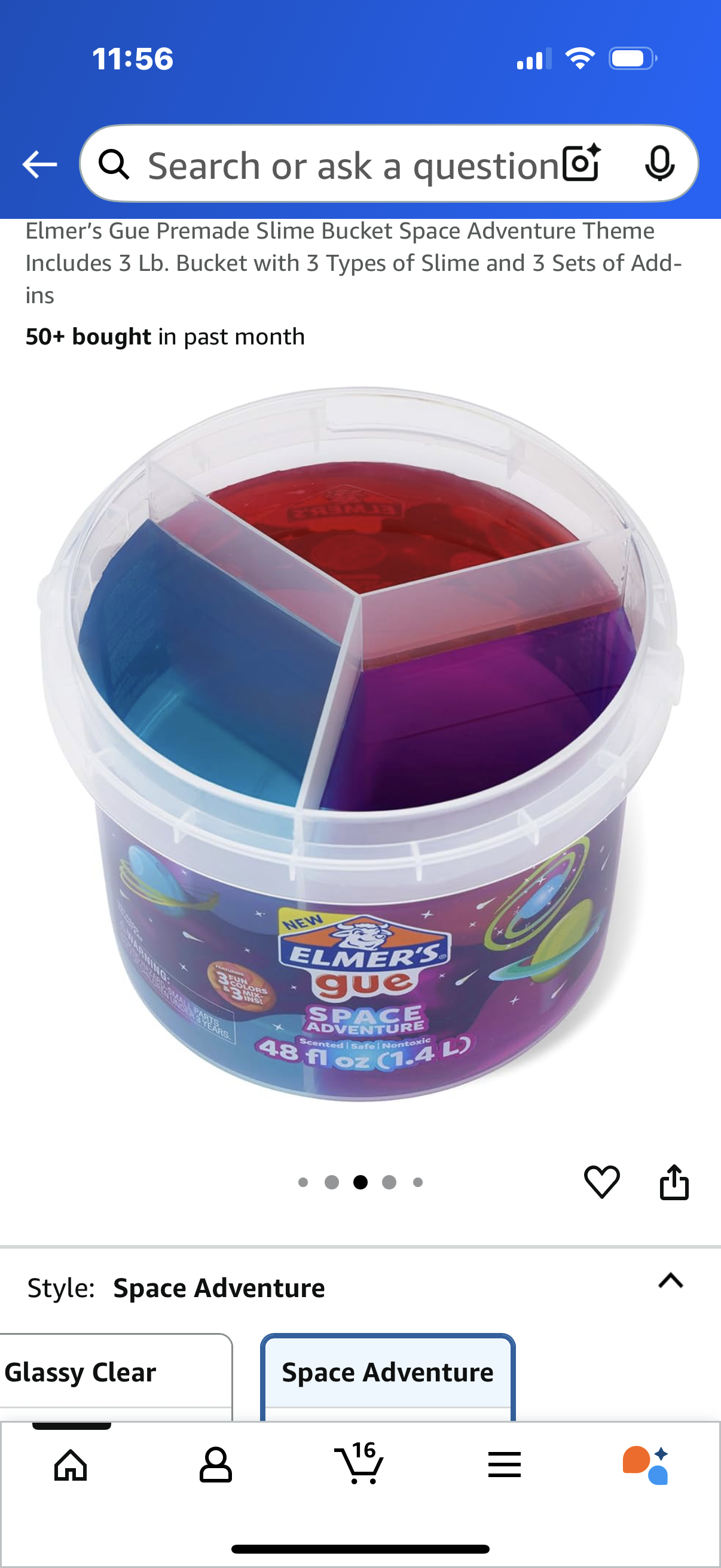 Elmer’s Glue  Premade Slime Bucket Space Adventure Theme Includes 3 Lb. Bucket with 3 Types of Slime and 3 Sets of Add-ins