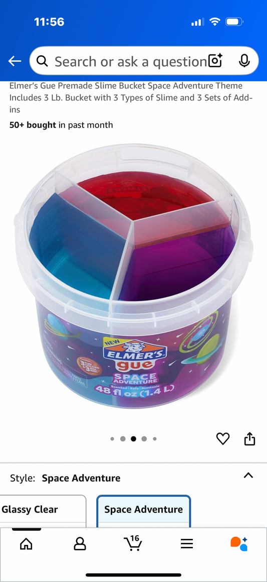 Elmer’s Glue  Premade Slime Bucket Space Adventure Theme Includes 3 Lb. Bucket with 3 Types of Slime and 3 Sets of Add-ins
