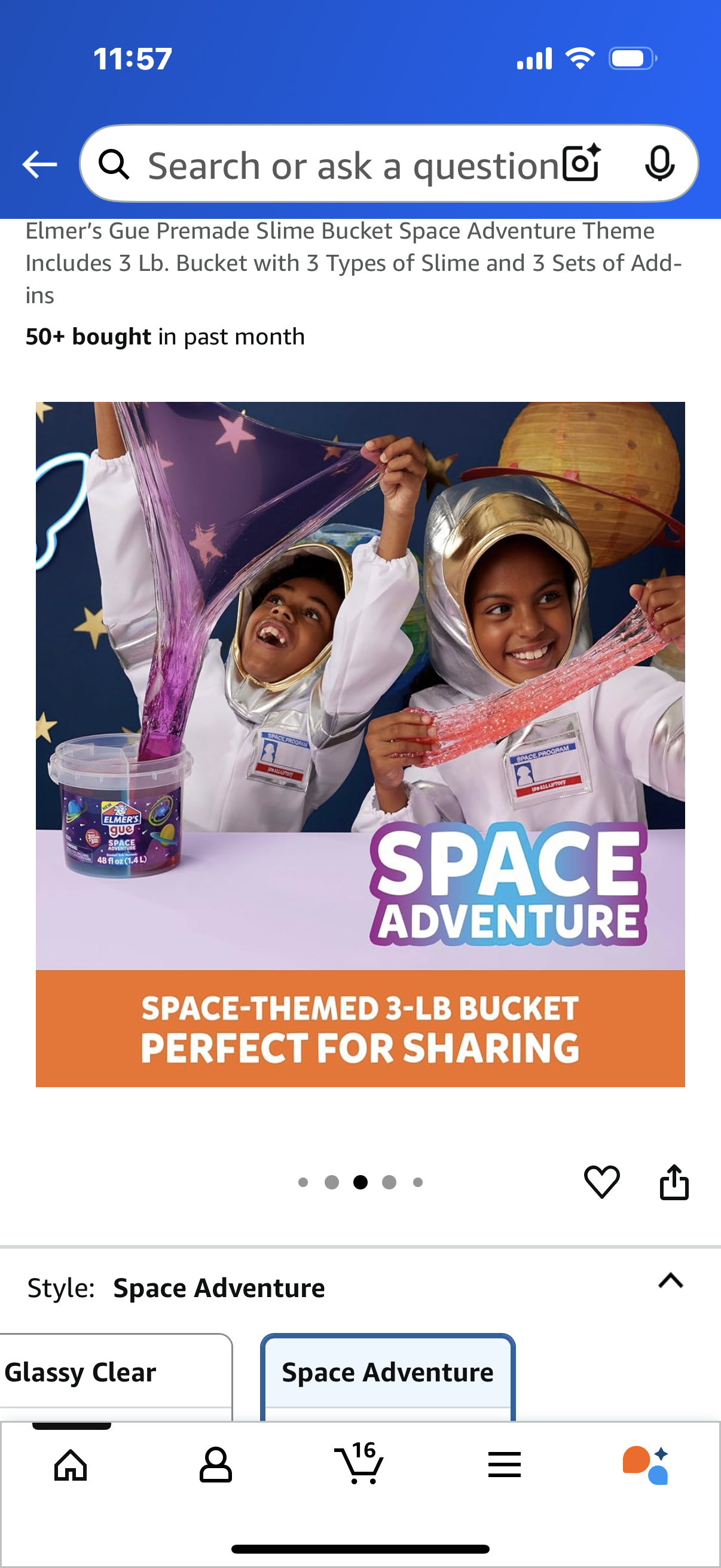 Elmer’s Glue  Premade Slime Bucket Space Adventure Theme Includes 3 Lb. Bucket with 3 Types of Slime and 3 Sets of Add-ins