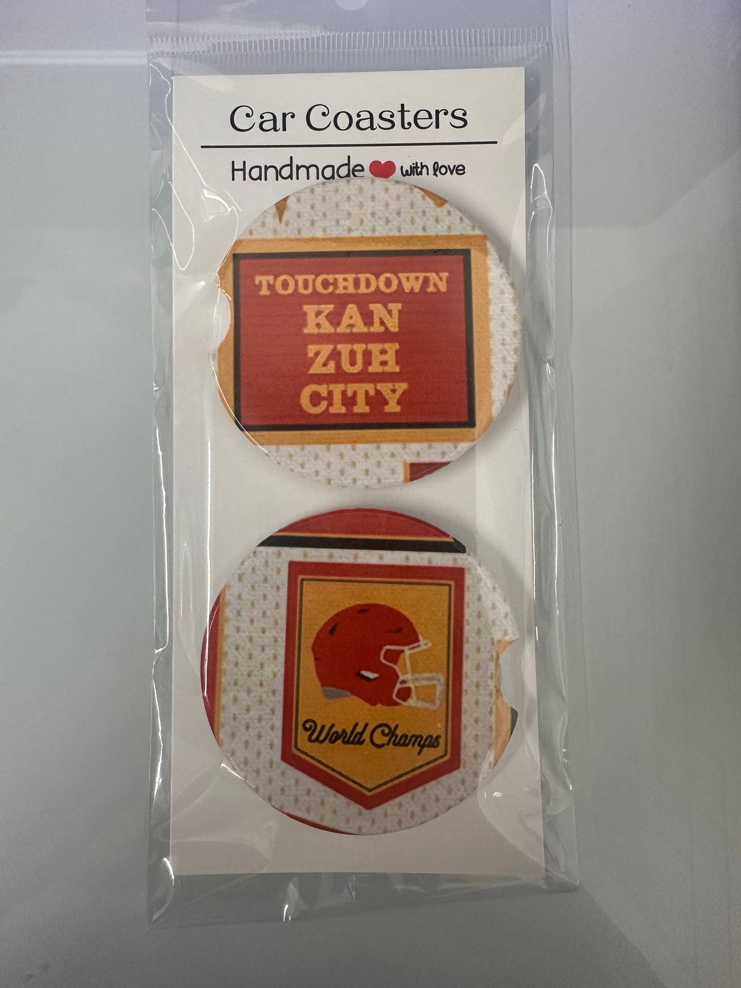 KC Kanzuhcity Football Ceramic Car Coasters for Cupholders - Set of 2