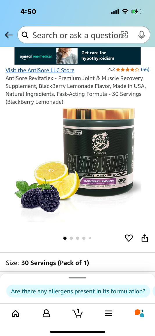 AntiSore Revitaflex - Premium Joint & Muscle Recovery Supplement, BlackBerry Lemonade Flavor, Made in USA, Natural Ingredients, Fast-Acting Formula - 30 Servings (BlackBerry Lemonade