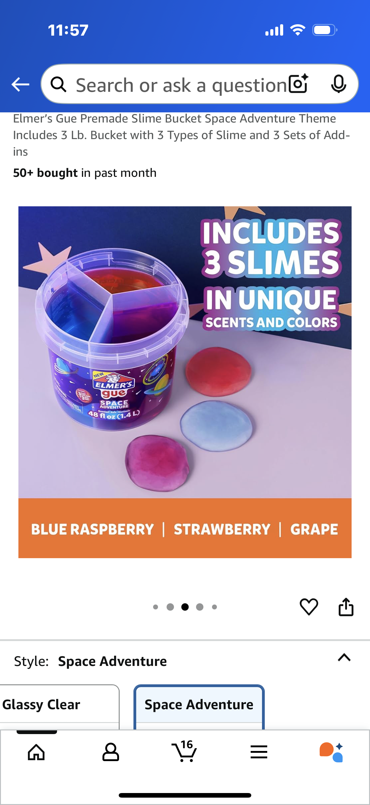 Elmer’s Glue  Premade Slime Bucket Space Adventure Theme Includes 3 Lb. Bucket with 3 Types of Slime and 3 Sets of Add-ins