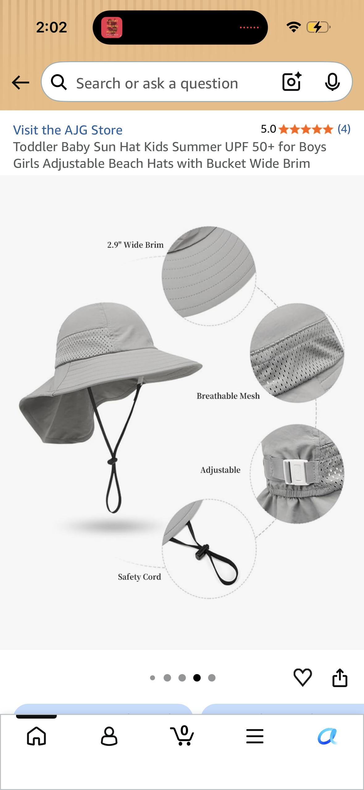 Toddler Baby Sun Hat Kids Summer UPF 50+ for Boys Girls Adjustable Beach Hats with Bucket Wide Brim (Size 5-12 Years)