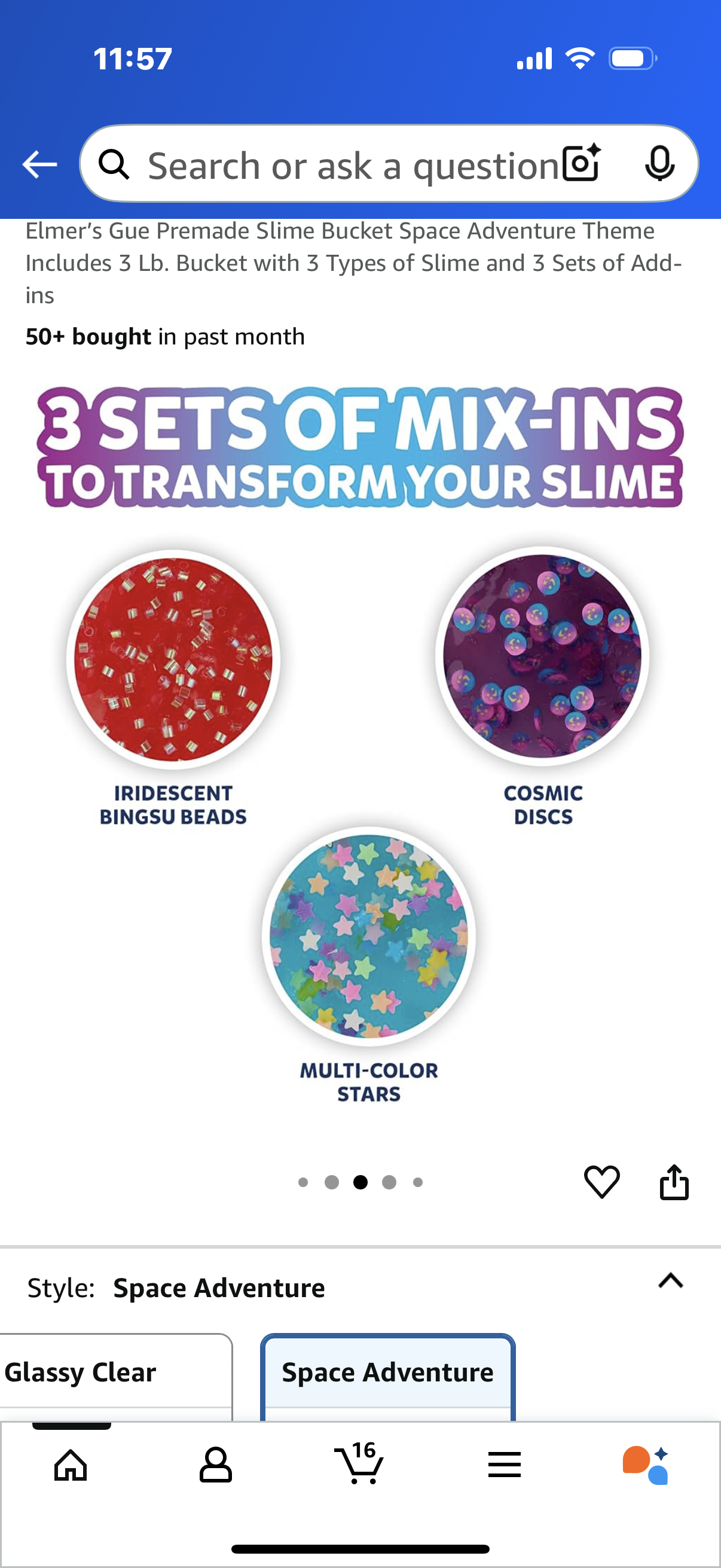 Elmer’s Glue  Premade Slime Bucket Space Adventure Theme Includes 3 Lb. Bucket with 3 Types of Slime and 3 Sets of Add-ins