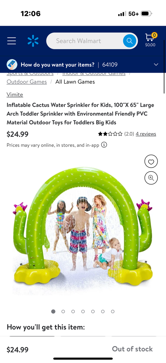 Inflatable Cactus Water Sprinkler for Kids, 100"X 65" Large Arch Toddler Sprinkler with Environmental Friendly PVC Material Outdoor Toys for Toddlers Big Kids