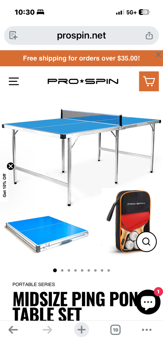 PRO-SPIN Compact Ping Pong Table - 72" x 41" Mid-Size, Foldable, Portable Ping Pong Set (W640)