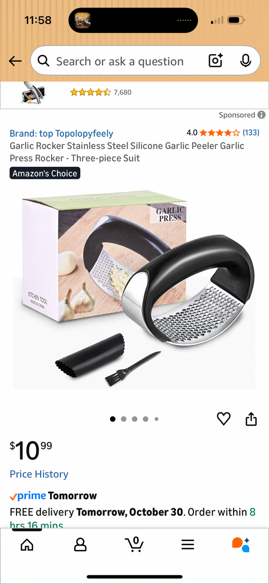 Garlic Rocker Stainless Steel Silicone Garlic Peeler Garlic Press Rocker - Three-piece Suit