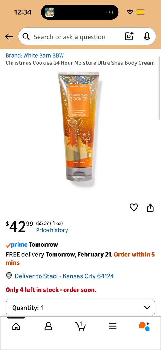Bath and Body Works - Christmas Cookies Body Cream, 8 oz.
