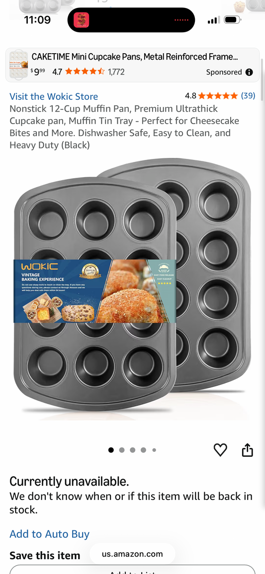 Nonstick 12-Cup Muffin Pan, Premium Ultrathick Cupcake pan, Muffin Tin Tray - Perfect for Cheesecake Bites and More. Dishwasher Safe, Easy to Clean, and Heavy Duty (Black), 1 Pack