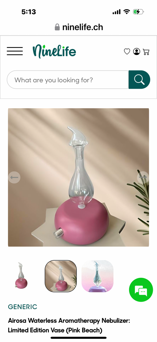 Airosa Waterless Aromatherapy Nebulizer: Limited Edition Vase (Pink Beach)