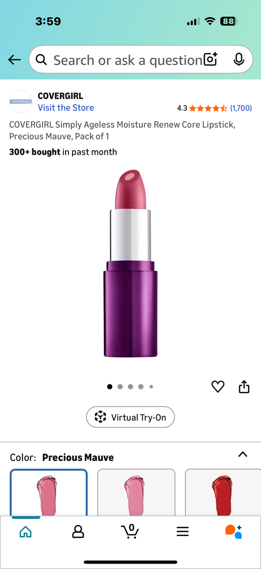 ‼️ 2 for the price of 1 ‼️ COVERGIRL Simply Ageless Moisture Renew Core Lipstick, Precious Mauve , Pack of 2