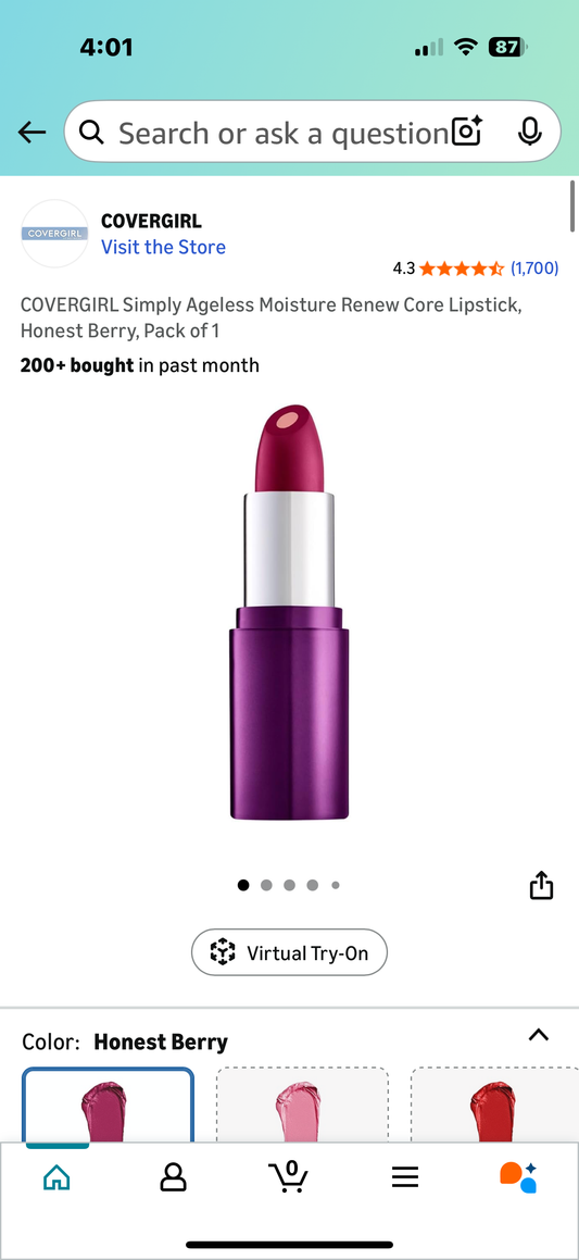 ‼️ 2 for the price of 1 ‼️ COVERGIRL Simply Ageless Moisture Renew Core Lipstick, Honest Berry, Pack of 2
