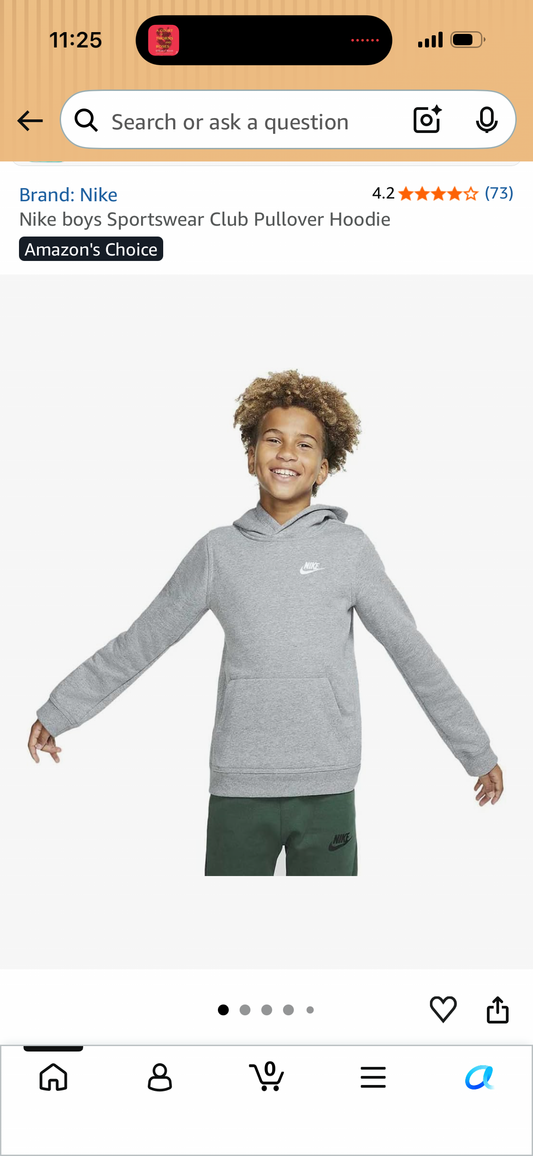 Nike boys Sportswear Club Pullover Hoodie (Size Small)