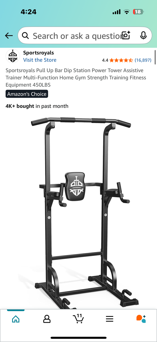 Sportsroyals Pull Up Bar Dip Station Power Tower, Multi-Function Home Gym Fitness Training 
Equipment 450LBS (W470)