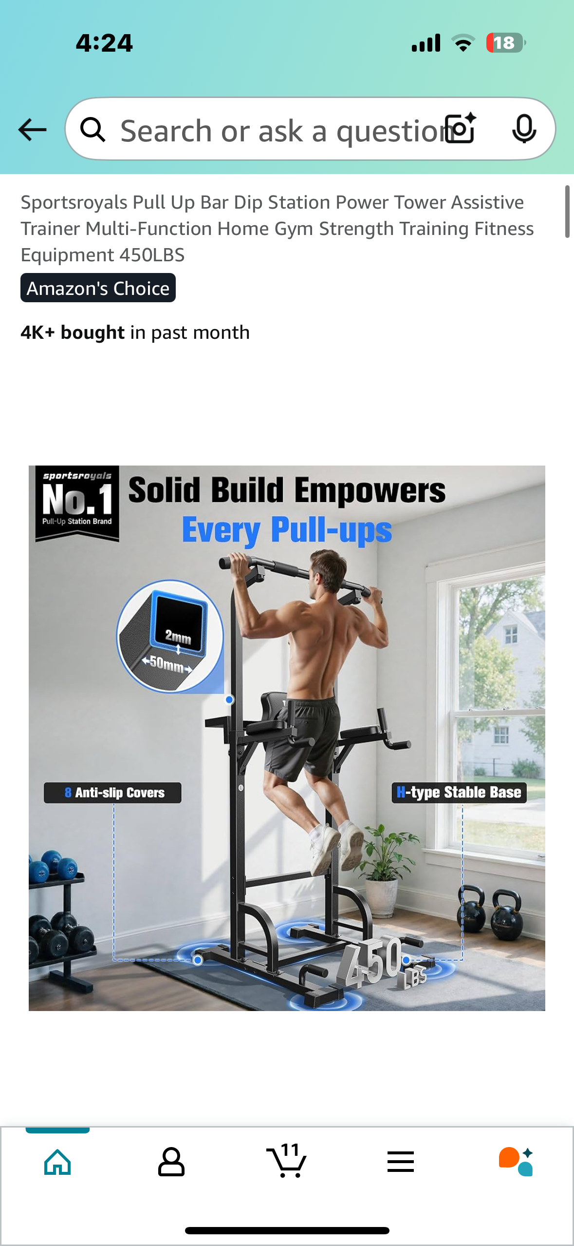 Sportsroyals Pull Up Bar Dip Station Power Tower, Multi-Function Home Gym Fitness Training 
Equipment 450LBS (W470)