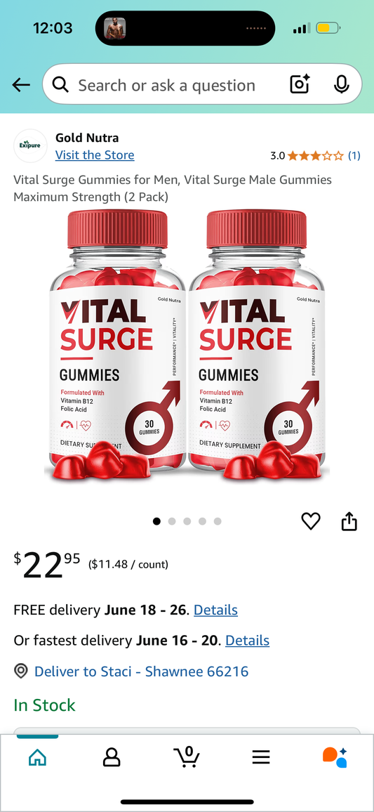 Vital Surge Gummies for Men, Vital Surge Male Gummies Maximum Strength (2 Pack)