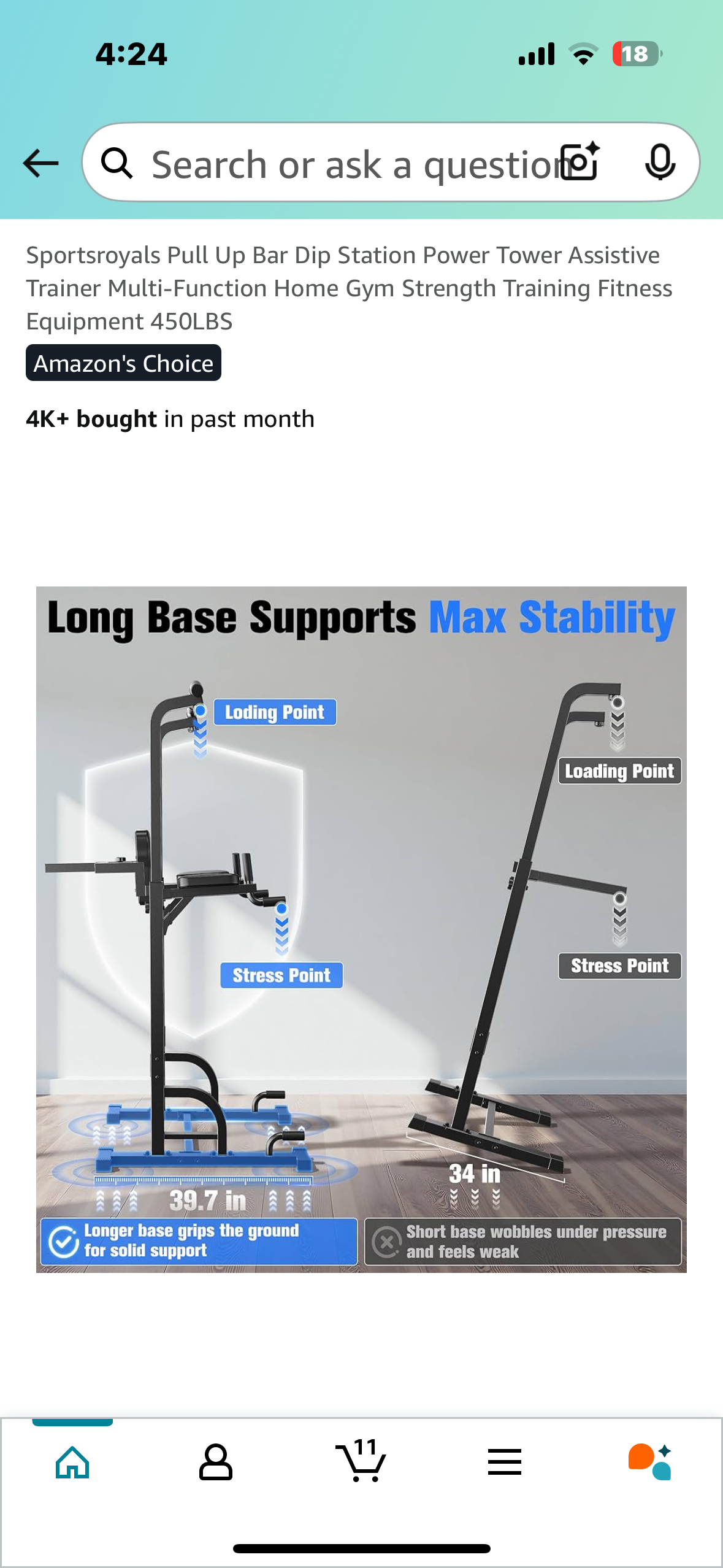 Sportsroyals Pull Up Bar Dip Station Power Tower, Multi-Function Home Gym Fitness Training 
Equipment 450LBS (W470)