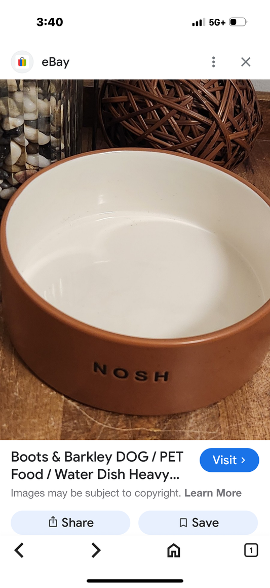 2 Bowls Boots and Barkley Nosh 4 Cup Ceramic Dog Bowl