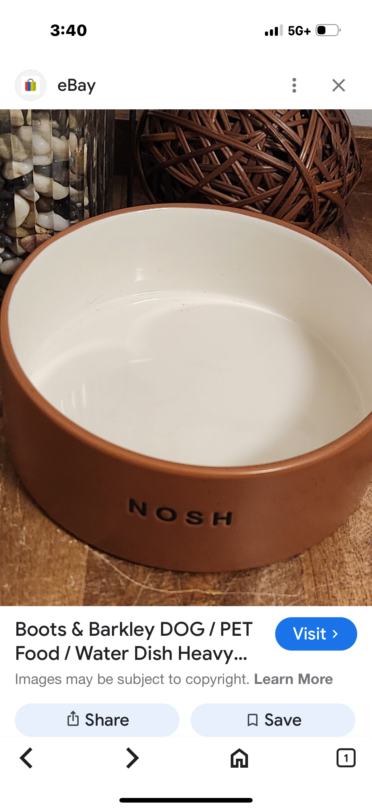 Boots and Barkley Nosh 4 Cup Ceramic Dog Bowl
