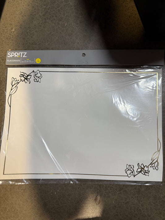 3 packages Spritz 10 Count Placemats 10.5x15 white with gold foil