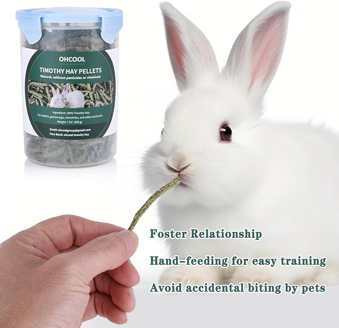 Ohcool Timothy Hay Pellets 63oz (9 * 7 oz) - 100% Timothy Premium Nutrition Pellet for Tortoise, Rabbits 63 oz