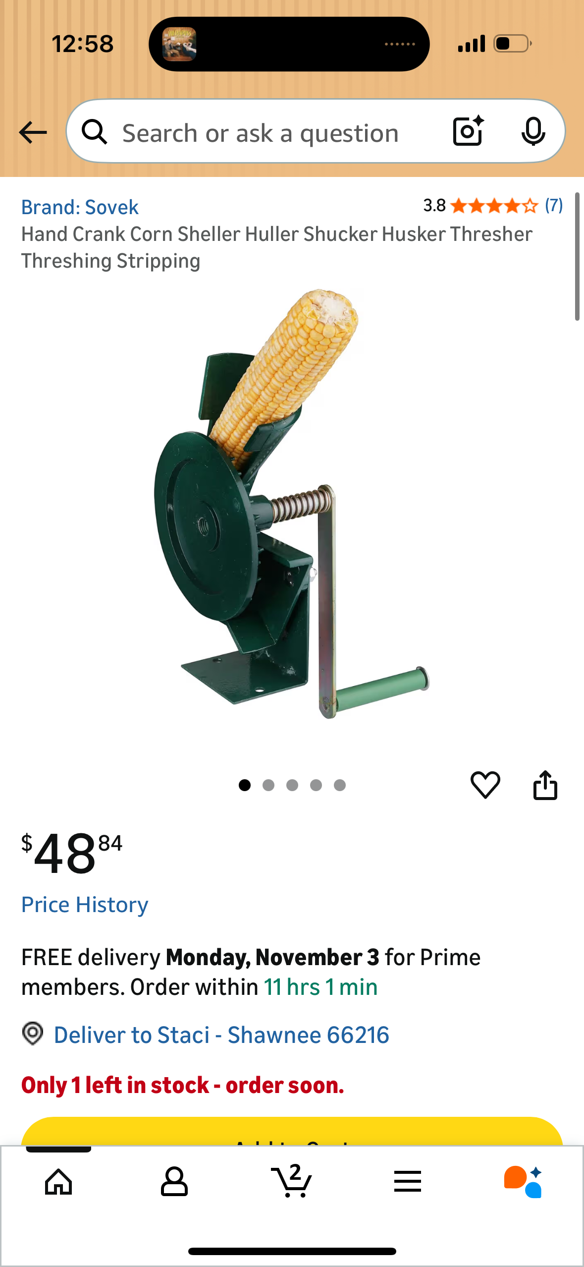 Hand Crank Corn Sheller Huller Shucker Husker Thresher Threshing Stripping