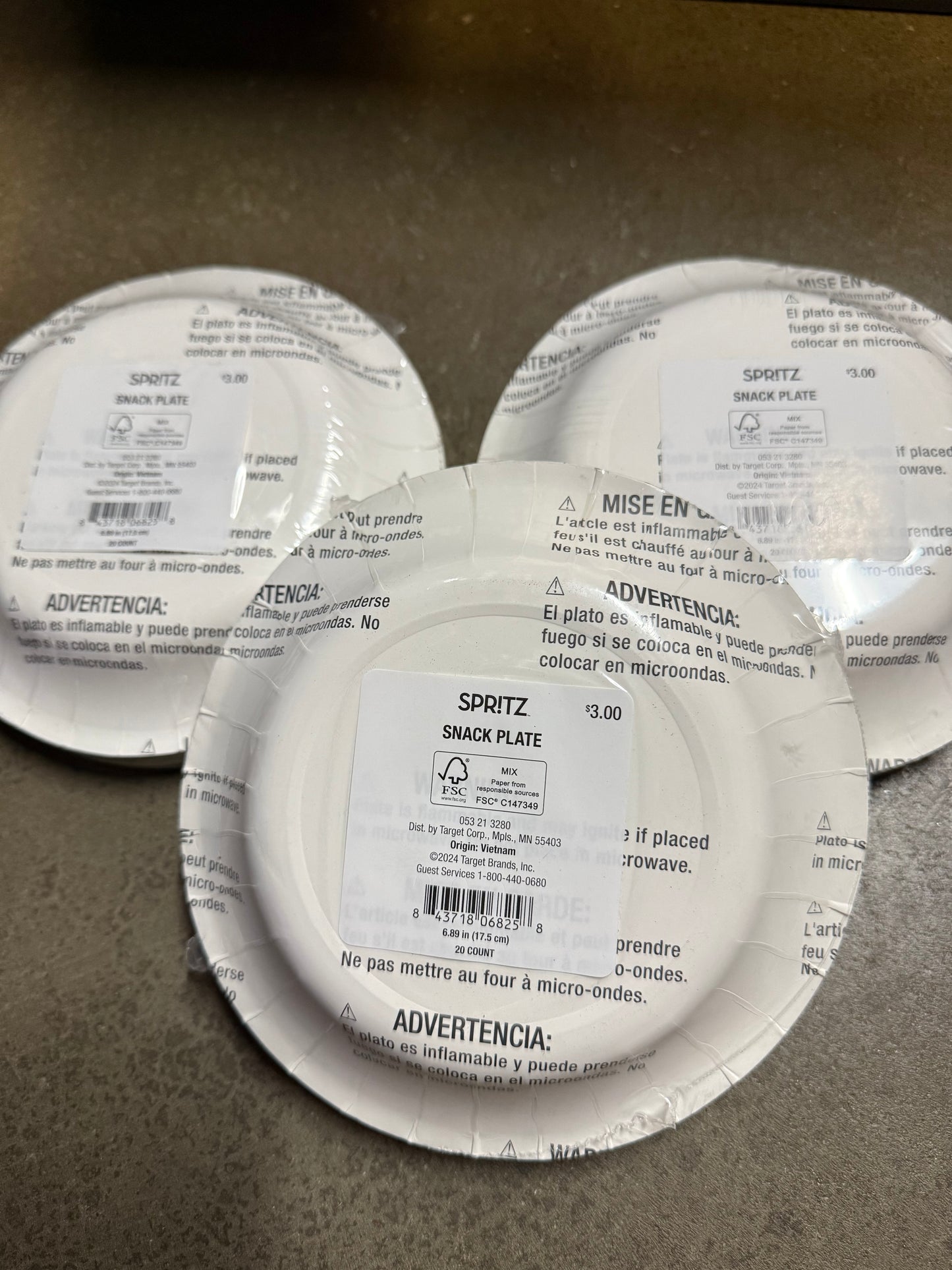 3 packages Snack Plates 20 count
