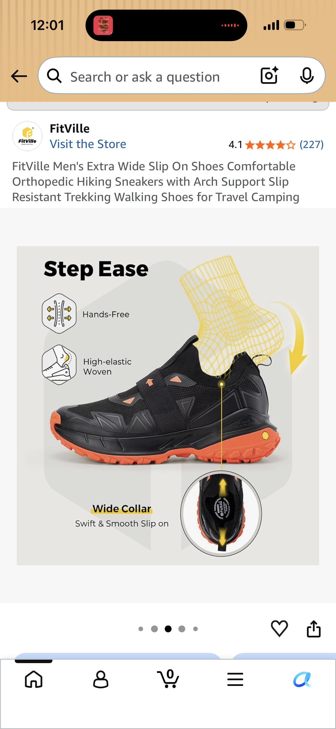 FitVille Men's Extra Wide Slip On Shoes Comfortable Orthopedic Hiking Sneakers with Arch Support Slip Resistant Trekking Walking Shoes for Travel Camping (Size US 8 Men’s Extra Wide)