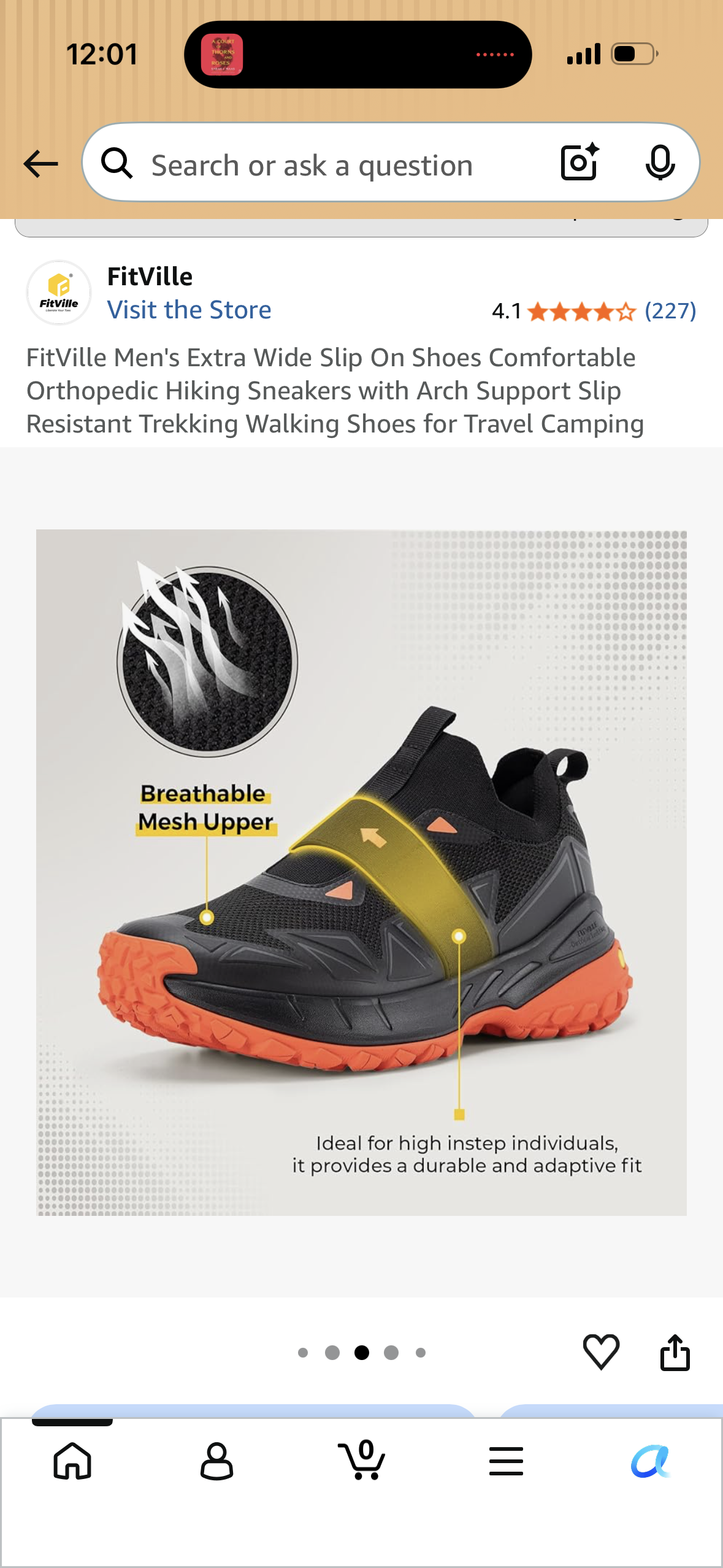 FitVille Men's Extra Wide Slip On Shoes Comfortable Orthopedic Hiking Sneakers with Arch Support Slip Resistant Trekking Walking Shoes for Travel Camping (Size US 8 Men’s Extra Wide)