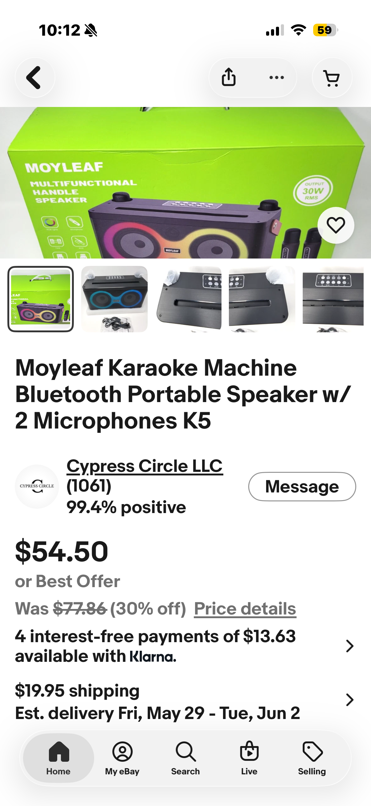 Karaoke Machine Bluetooth Portable Speaker w/ 2 Microphones K5