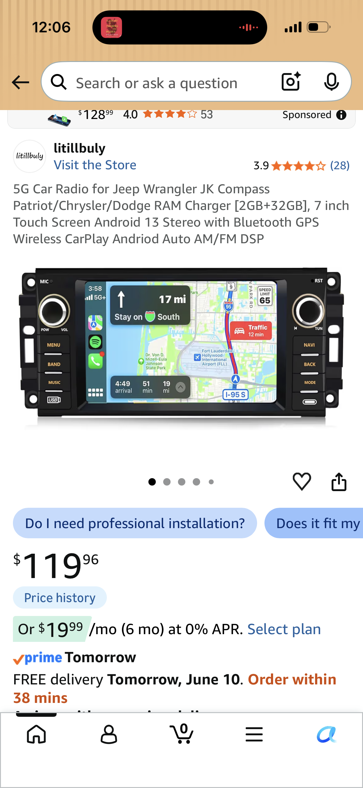 5G Car Radio for Jeep Wrangler JK Compass Patriot/Chrysler/Dodge RAM Charger [2GB+32GB], 7 inch Touch Screen Android 13 Stereo with Bluetooth GPS Wireless CarPlay Andriod Auto AM/FM DSP