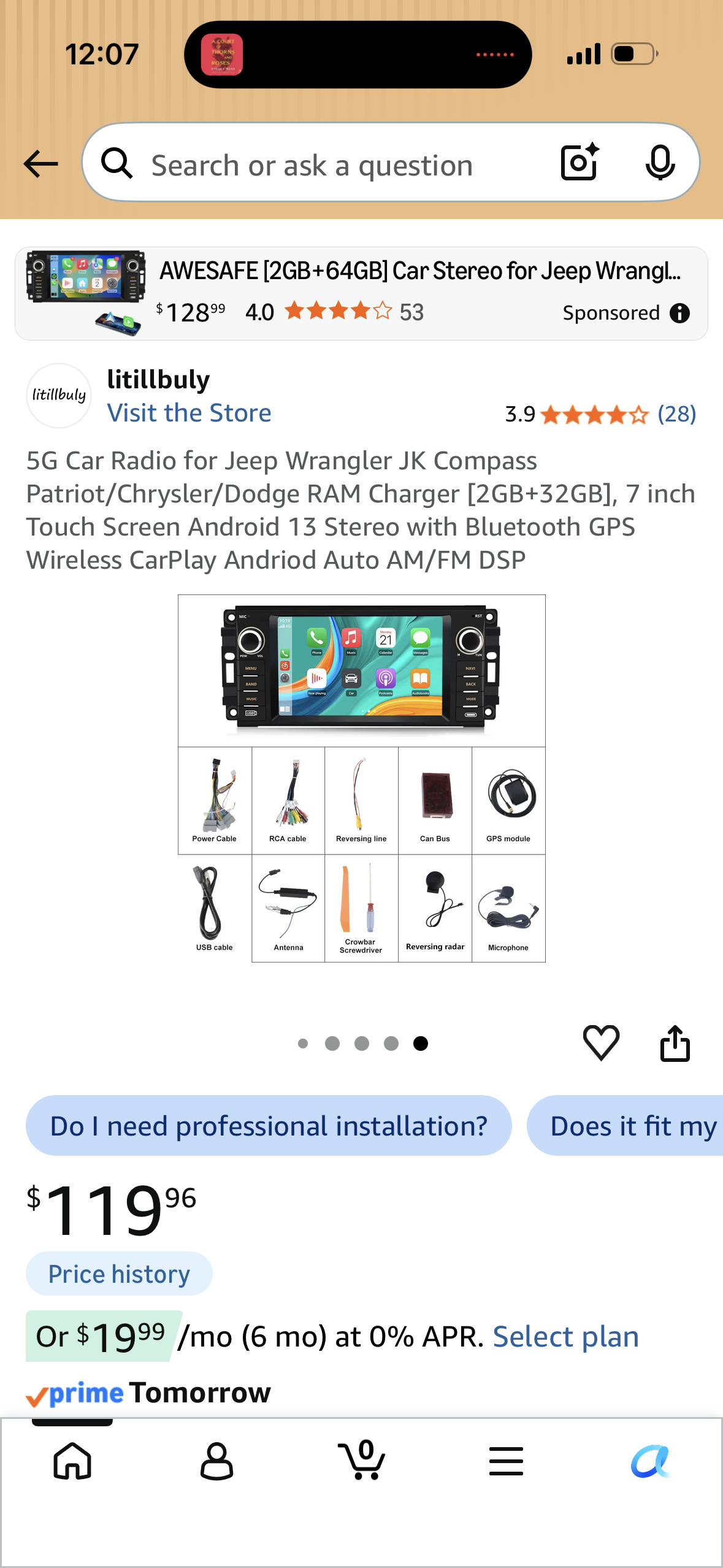 5G Car Radio for Jeep Wrangler JK Compass Patriot/Chrysler/Dodge RAM Charger [2GB+32GB], 7 inch Touch Screen Android 13 Stereo with Bluetooth GPS Wireless CarPlay Andriod Auto AM/FM DSP