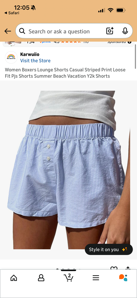SportsWell Y2k Plaid Striped Shorts Cute Baggy Gingham Boxer Shorts for Women Checked Lounge Pajama Bottom Preppy Sleeping Pj Shorts Blue (Size Small)
