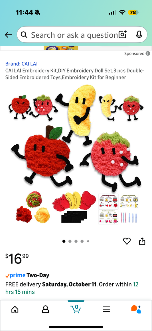 CAI LAI Embroidery Kit,DIY Embroidery Doll Set,3 pcs Double-Sided Embroidered Toys,Embroidery Kit for Beginner