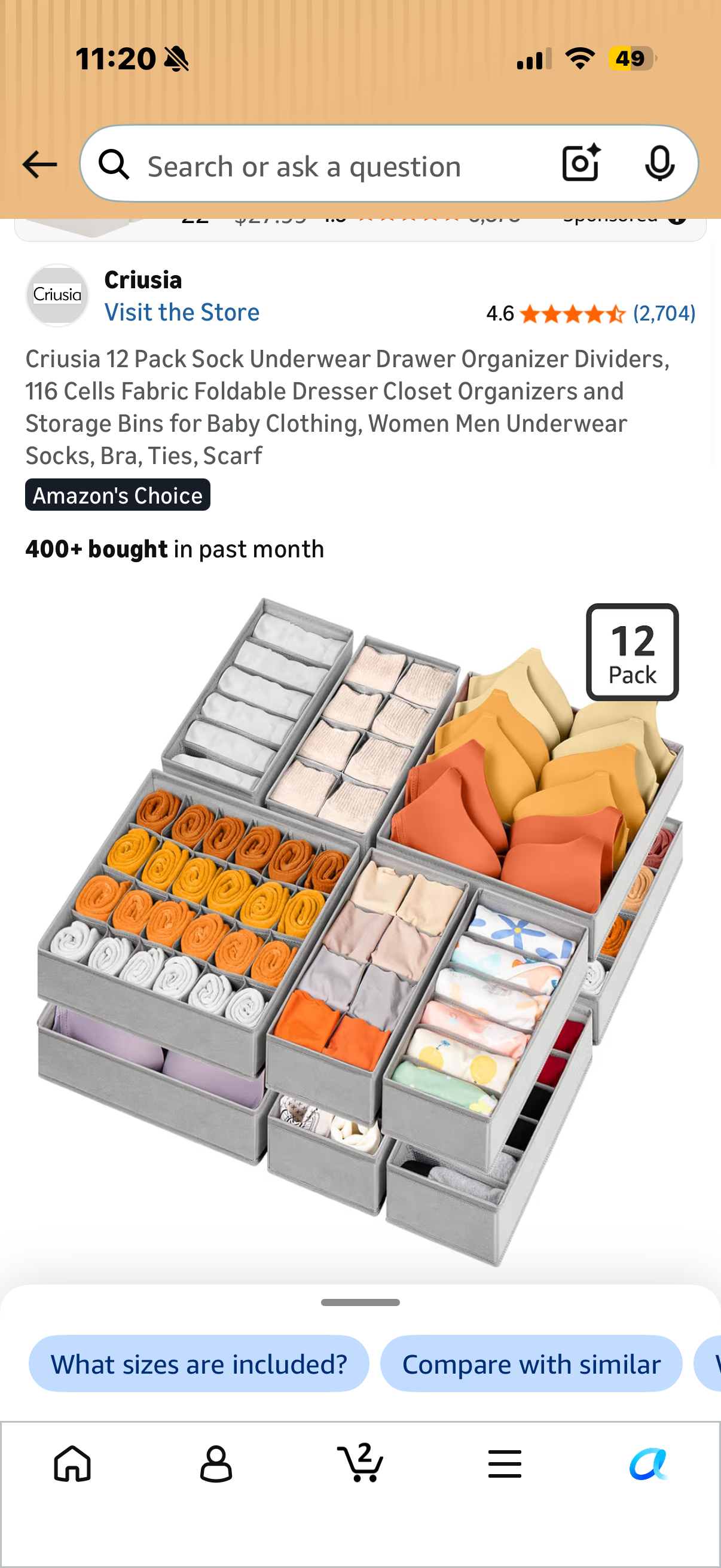 Criusia 12 Pack Sock Underwear Drawer Organizer Dividers, 116 Cells Fabric Foldable Dresser Closet Organizers and Storage Bins for Baby Clothing, Women Men Underwear Socks, Bra, Ties, Scarf